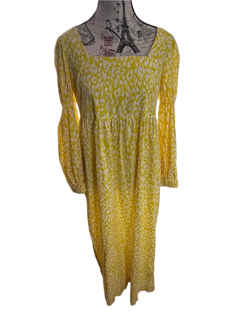 Who What Wear Yellow Square-Neck Puff-Sleeve Maxi Dress - Picture 2 of 8